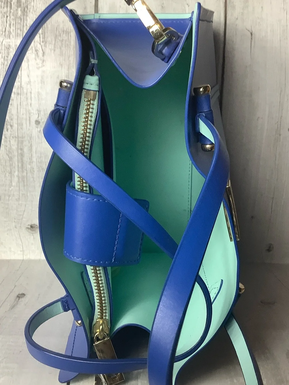 kate spade Electric Blue Leather Tote with Top Handles